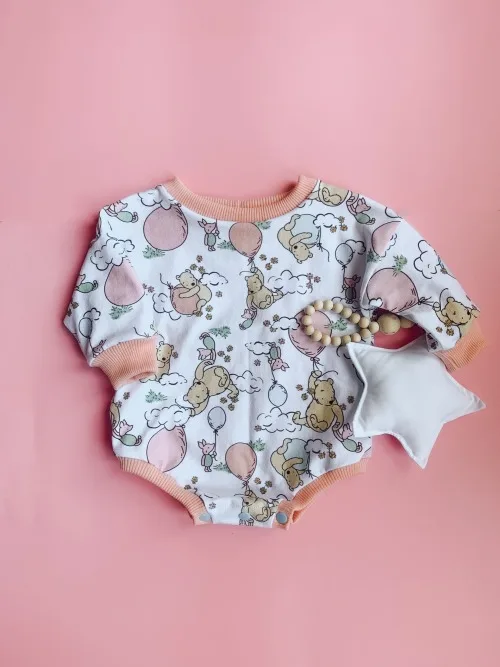 Vintage Pooh Balloons Sweater Romper
