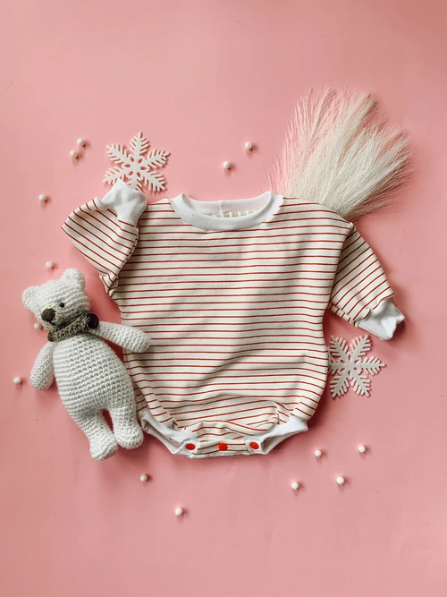 READY TO SHIP 3-6m - Winter Stripes Sweater Romper