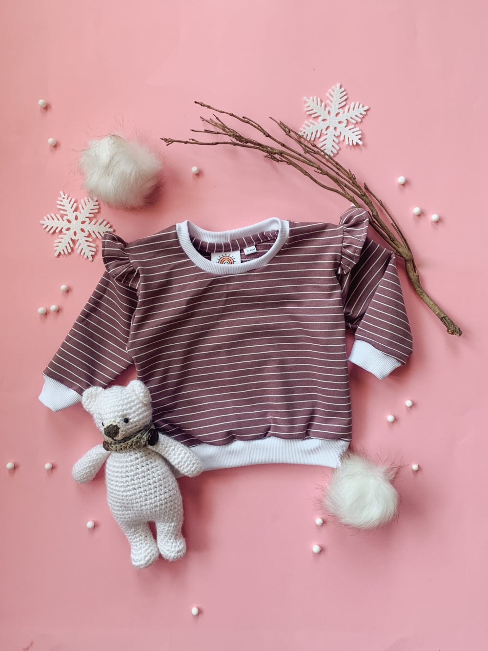 READY TO SHIP 9-12m - Purple Winter Stripes Oversized Sweater