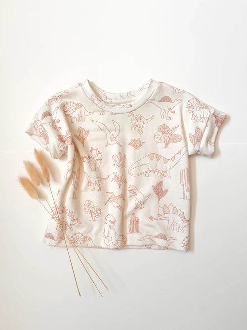Cozy Tee - Neutral Dinos 9-12m