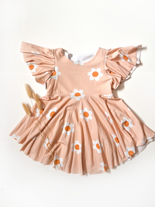 Twirl Dress - Peach Daisies 9-12m