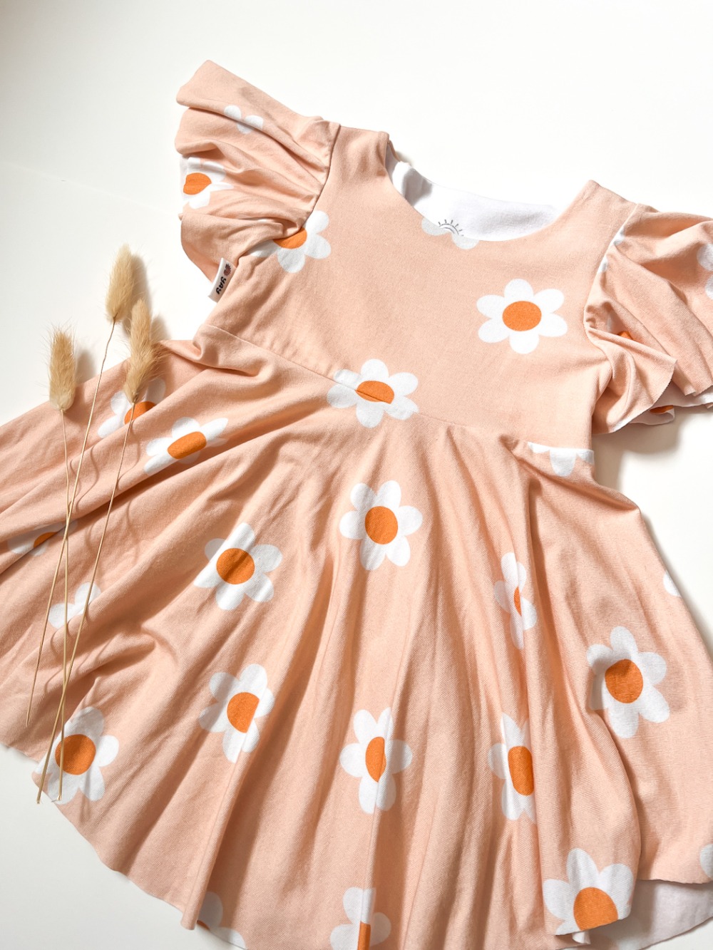 Twirl Dress - Peach Daisies 9-12m - Image 2