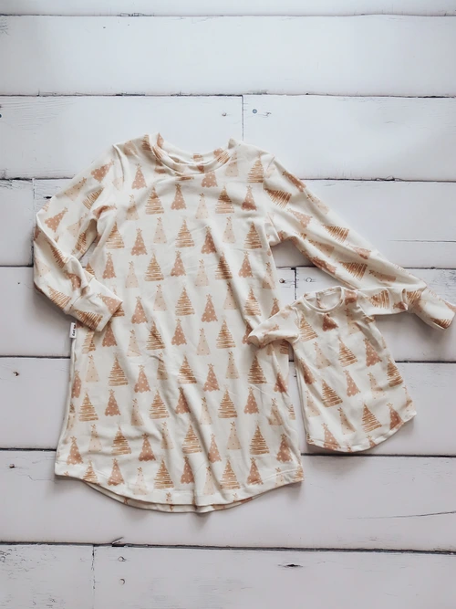 Nightgown Set - Neutral Trees