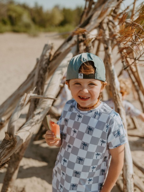 Cozy Summer Tee - Checkered Palms