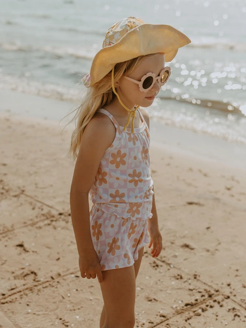 Summer Tank Set - Checkered Daisies - Rib Knit