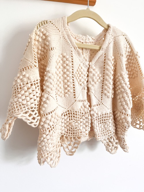 Boho Popcorn Crochet Cardigan (4–7 Flexible Fit)