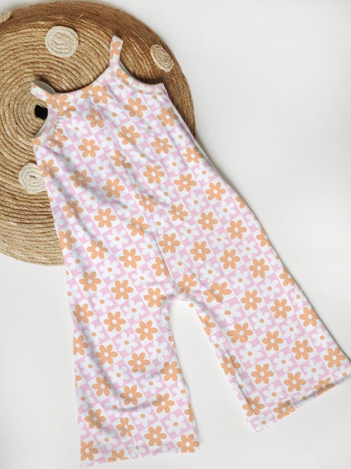 Wide Leg Jumpsuit - Checkered Daisies