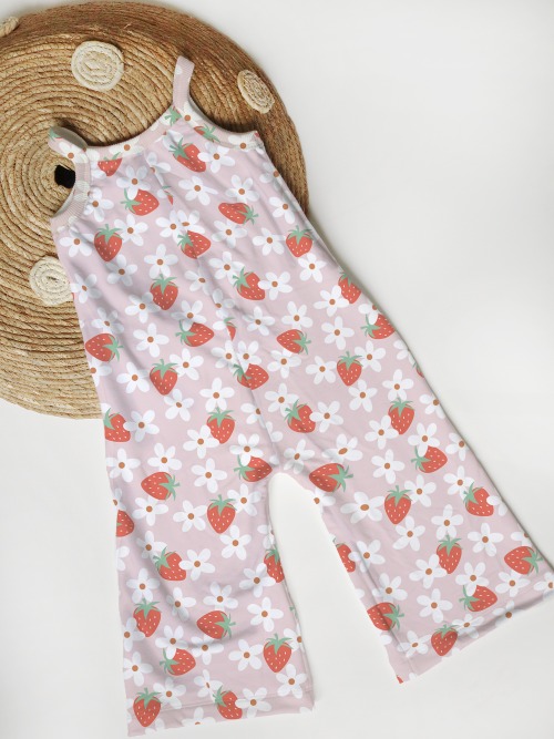 Wide Leg Jumpsuit - Strawberry Daisy