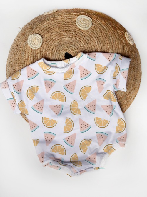 Oversized Tee Romper - Watermelon Citrus
