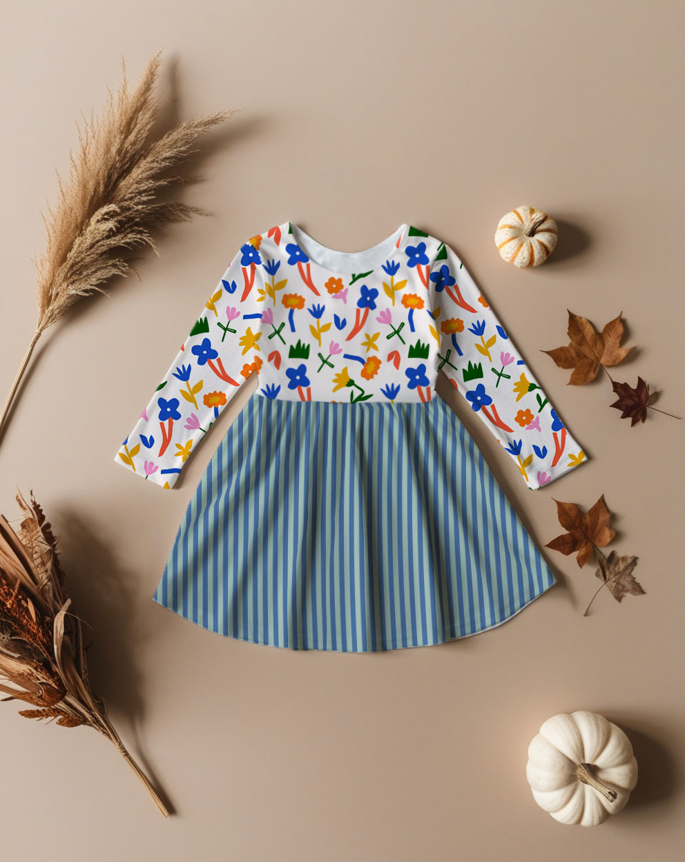 FallDress - ModFlowersStripes