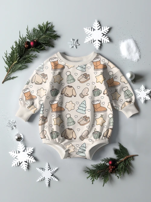 Winter Sweatshirt Romper - Cozy Christmas