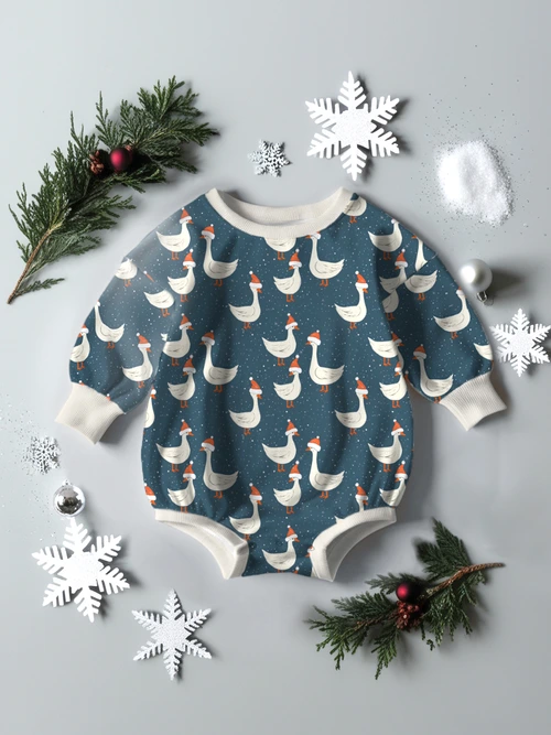 Winter Sweatshirt Romper - Silly Goose Christmas