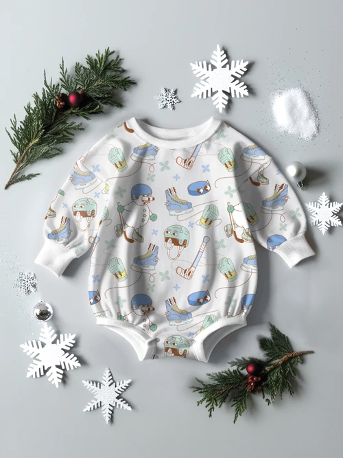 Winter Sweatshirt Romper - Hockey Time