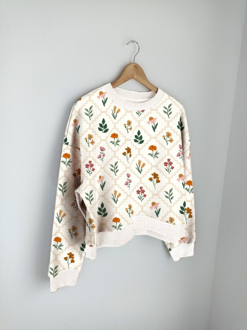 WomensSweatshirtNew - Framed Flowers