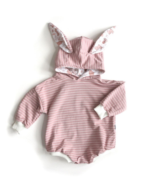 Little Hopper Bunny Romper Hoodie - Dusty Rose (12-18M)